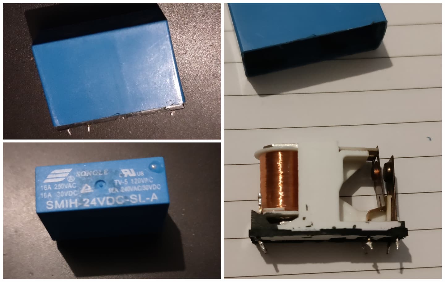 Das Bild zeigt eine Kollage eines geöffneten Relais.